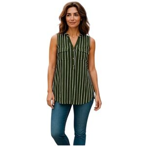 🛍️ 5/30 BLASHE BLOUSE. Olive-green & White. Size 1XL